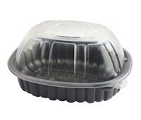 Anchor Packaging 4110600 Large Vented Chicken Roaster Combo Pack Black Base Clear Lid 170 / 170