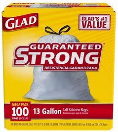 Drawstring Kitchen Bags, 13 gal, 100/ct